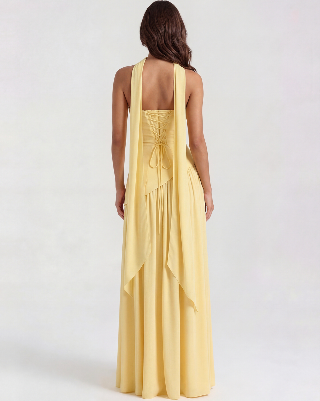 Brynn | Yellow Strapless Prom Maxi Dress