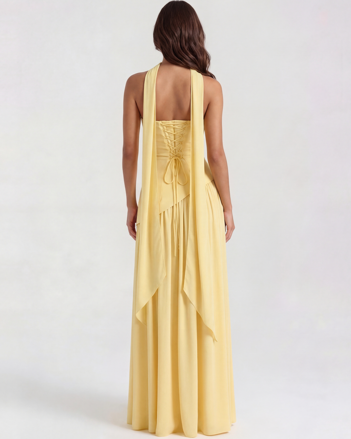Brynn | Yellow Strapless Prom Maxi Dress