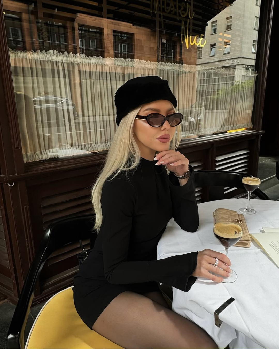 Crystal | Black Long Sleeve Mini Dress Women&