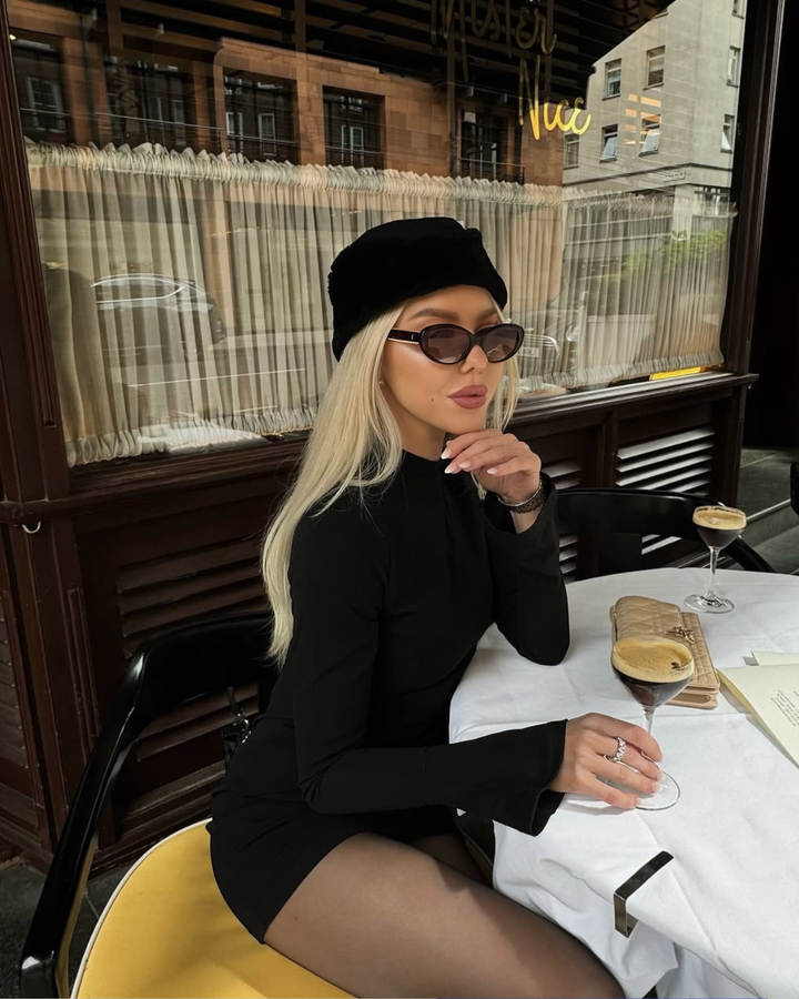 Crystal | Black Long Sleeve Mini Dress Women&