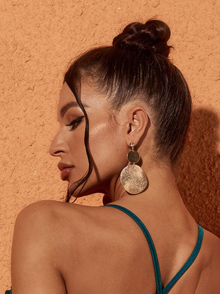 Ella | Gold Disc Drop Earrings for Women