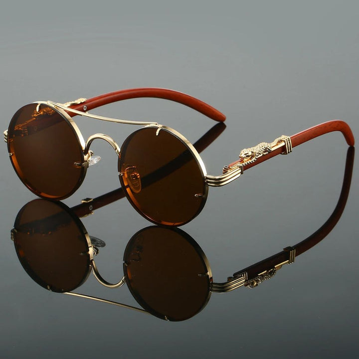 Emery | Round Wood Temple Frame Sunglasses