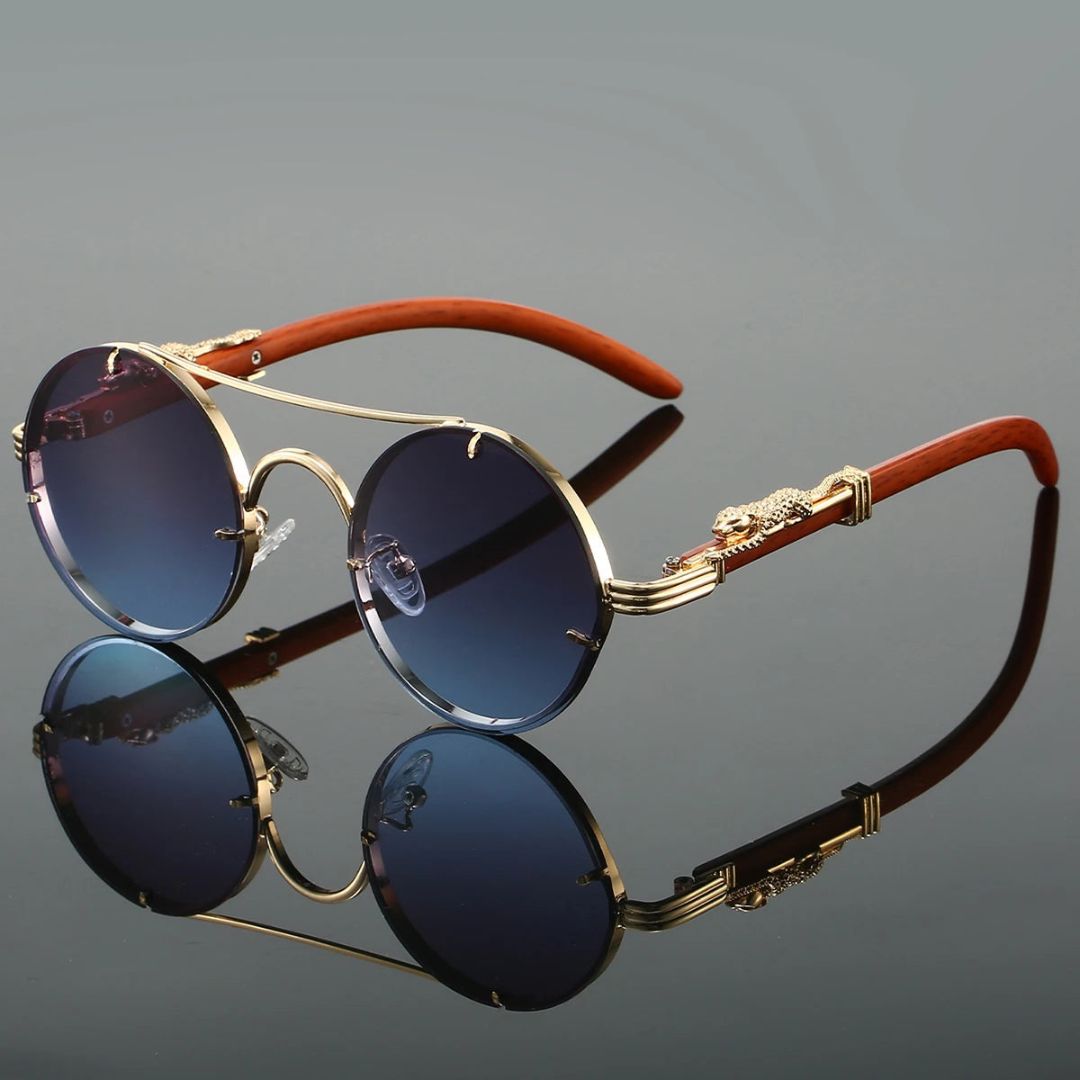 Emery | Round Wood Temple Frame Sunglasses