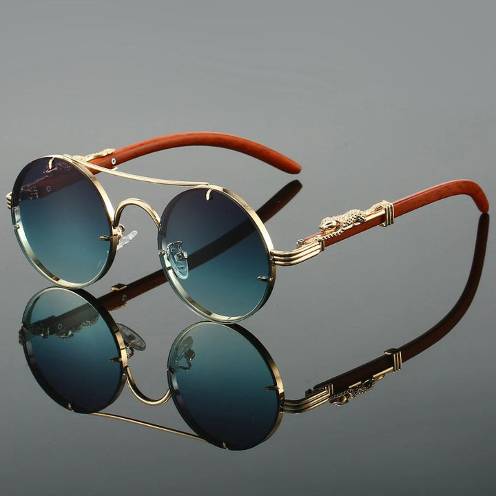 Emery | Round Wood Temple Frame Sunglasses