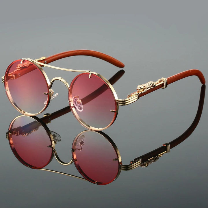 Emery | Round Wood Temple Frame Sunglasses