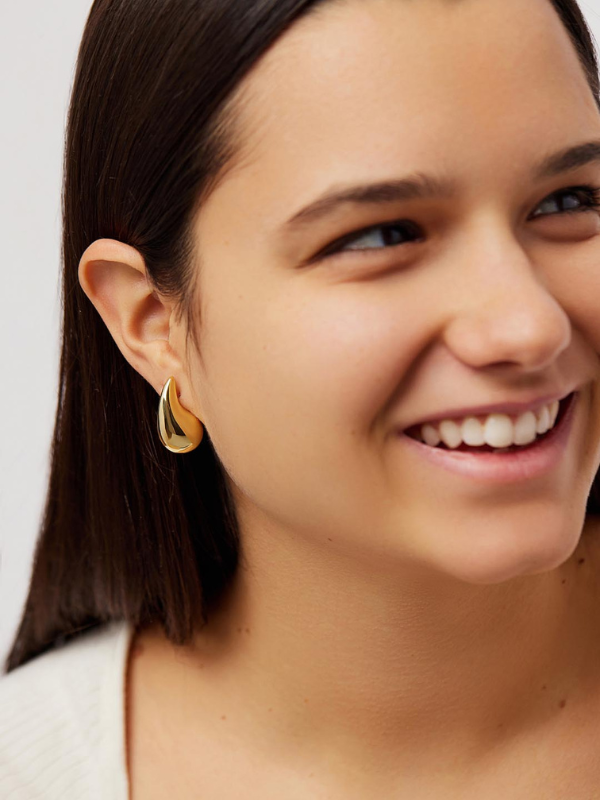 Emily | Gold Chunky Teardrop Stud Earrings Womens