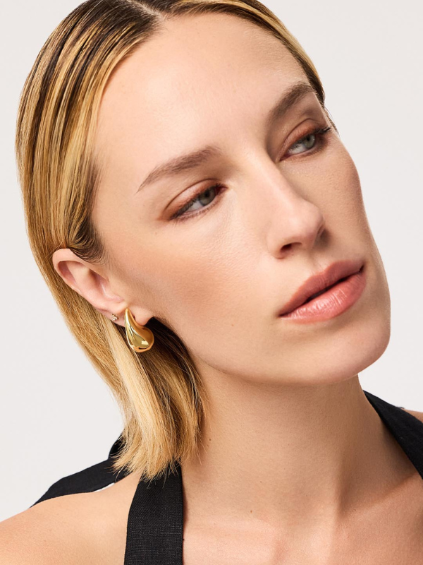 Emily | Gold Chunky Teardrop Stud Earrings Womens
