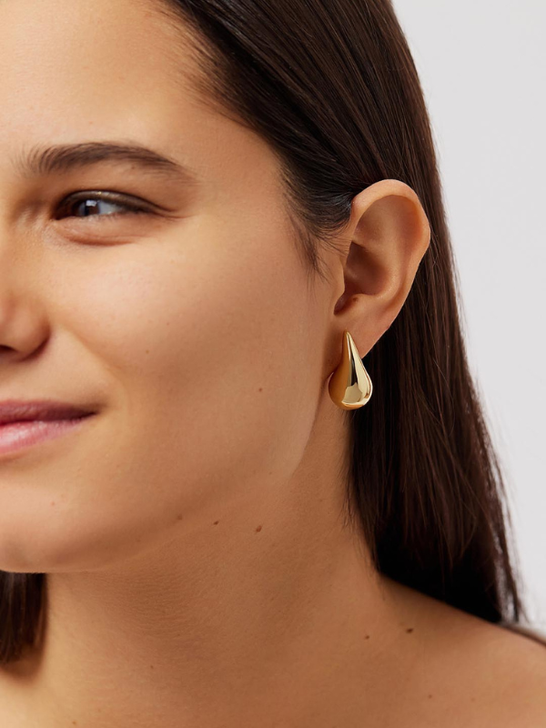 Emily | Gold Chunky Teardrop Stud Earrings Womens