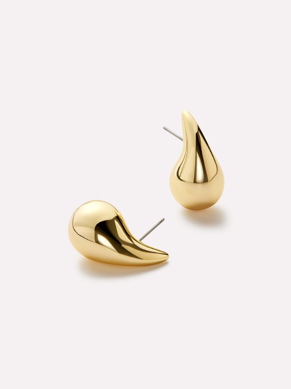 Emily | Gold Chunky Teardrop Stud Earrings Womens