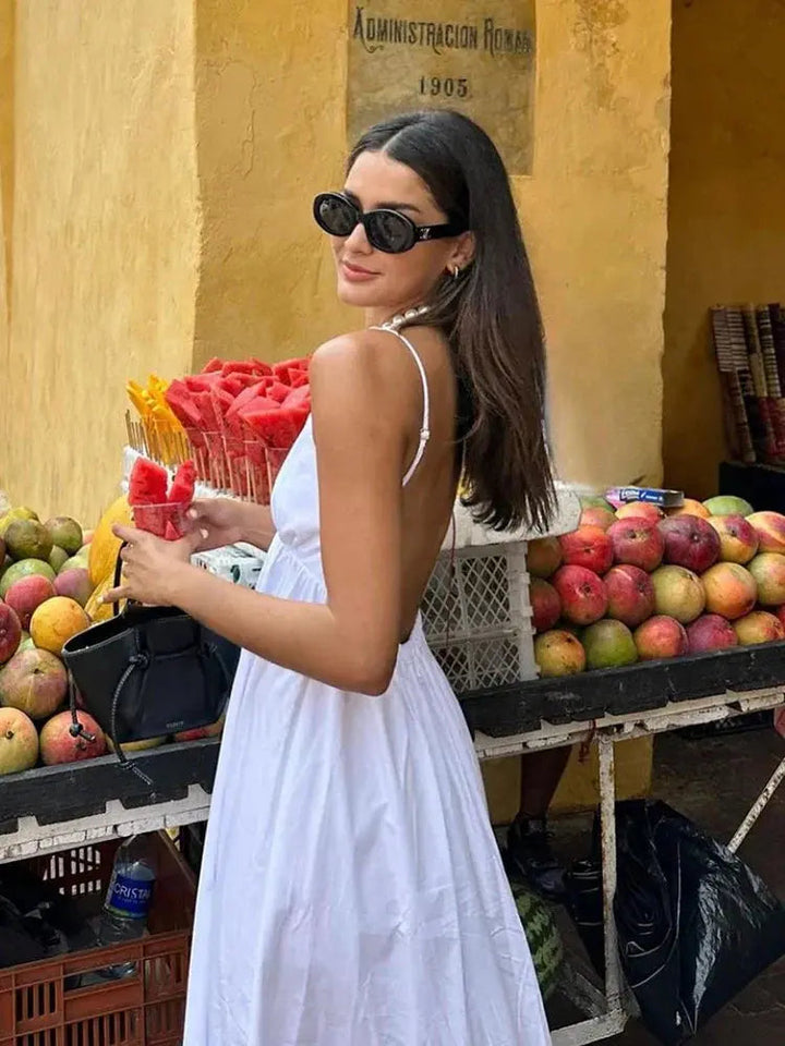 Ivy | White Backless Maxi Dress Women