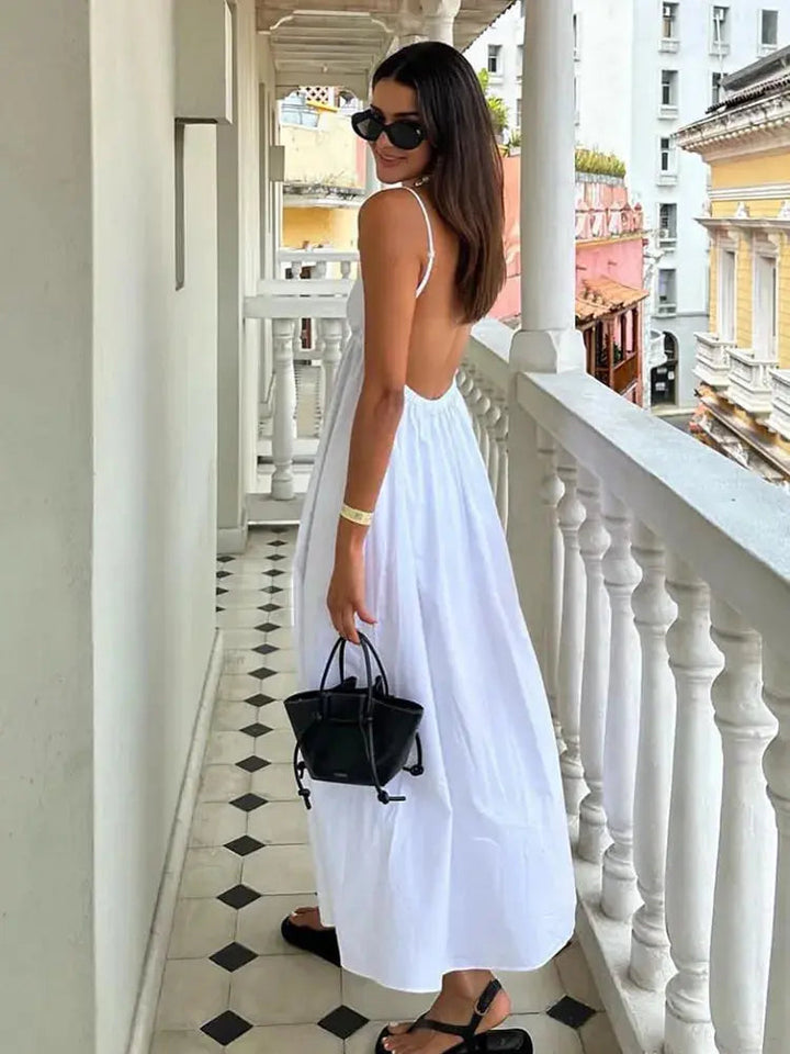 Ivy | White Backless Maxi Dress Women
