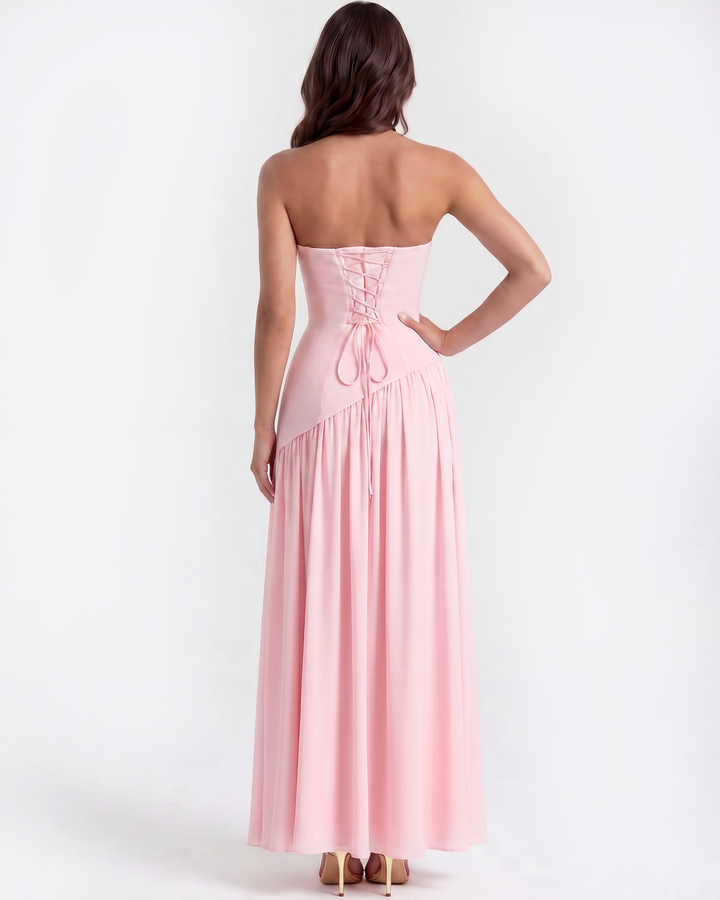 Leah | Pink Strapless Prom Maxi Dress