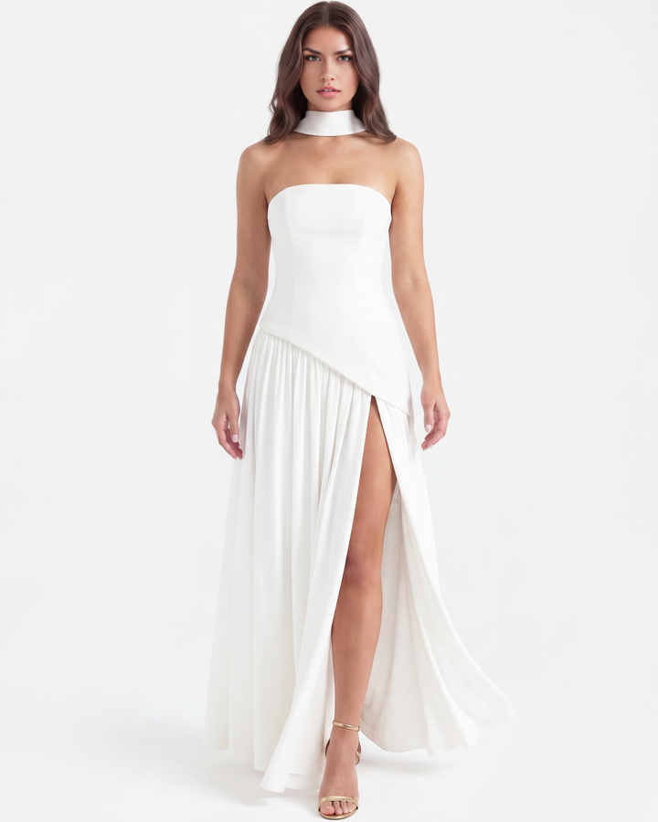 Mara | White Strapless Wedding Maxi Dress