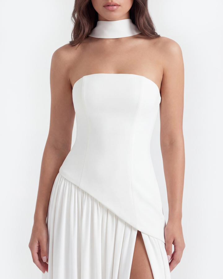 Mara | White Strapless Wedding Maxi Dress