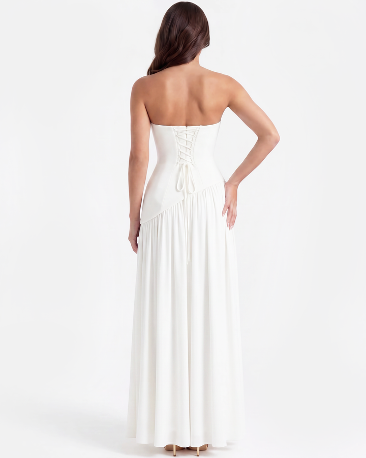Mara | White Strapless Wedding Maxi Dress