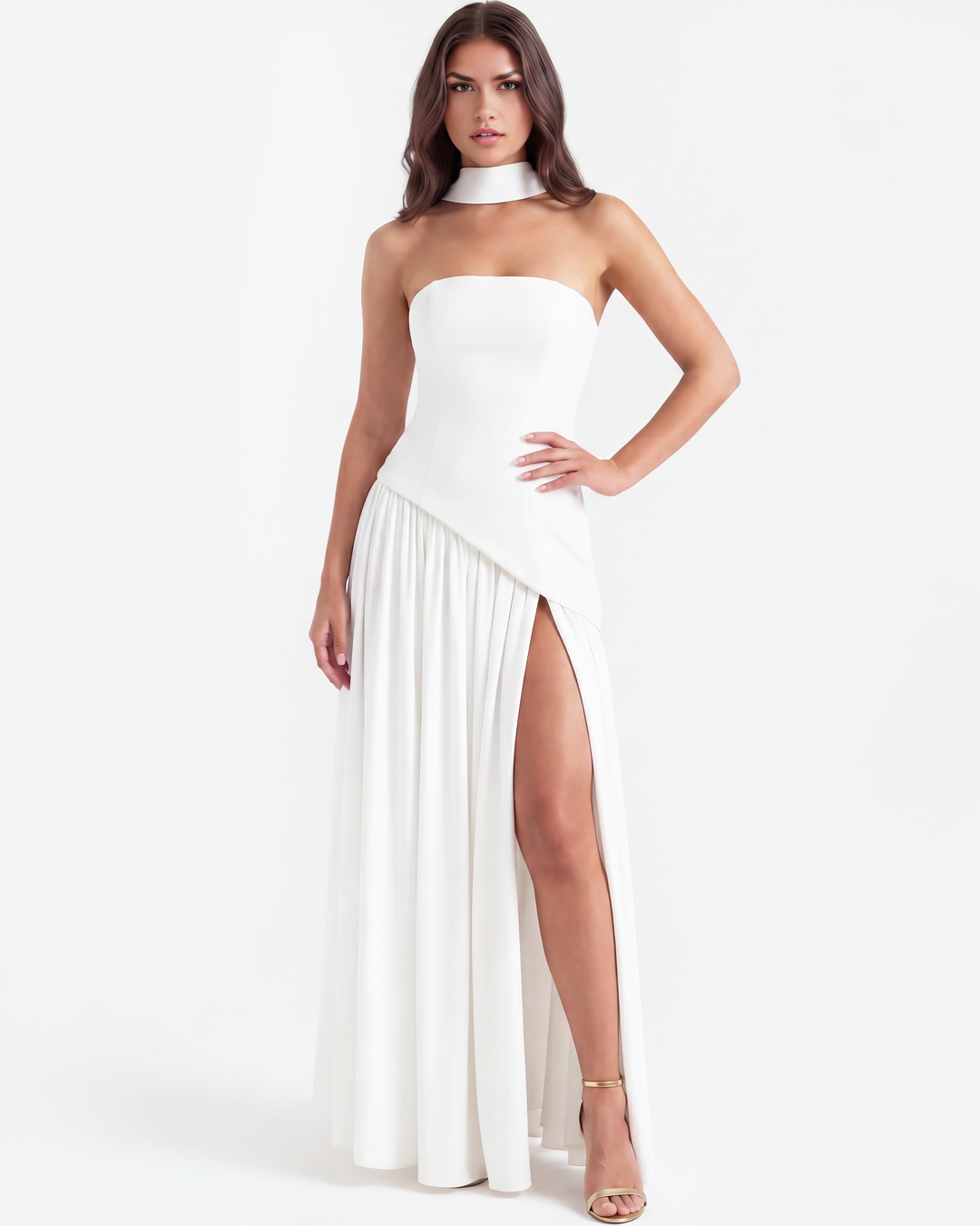 Mara | White Strapless Wedding Maxi Dress