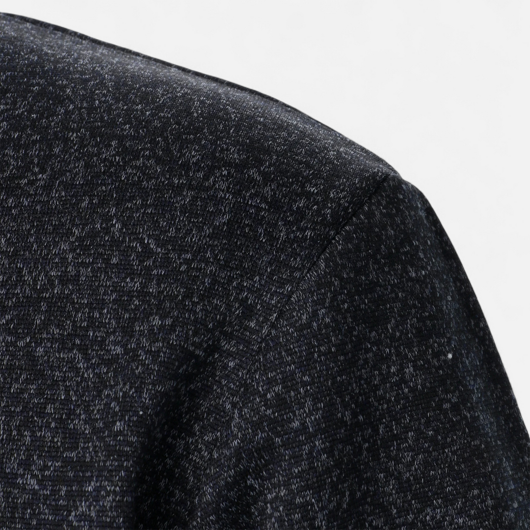 Men’s Knitted Jumper | Stand Collar Half Button Pullover With Elbow Patches