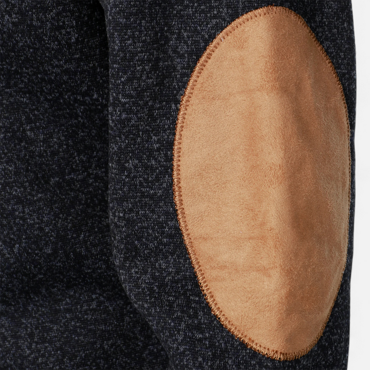 Men’s Knitted Jumper | Stand Collar Half Button Pullover With Elbow Patches