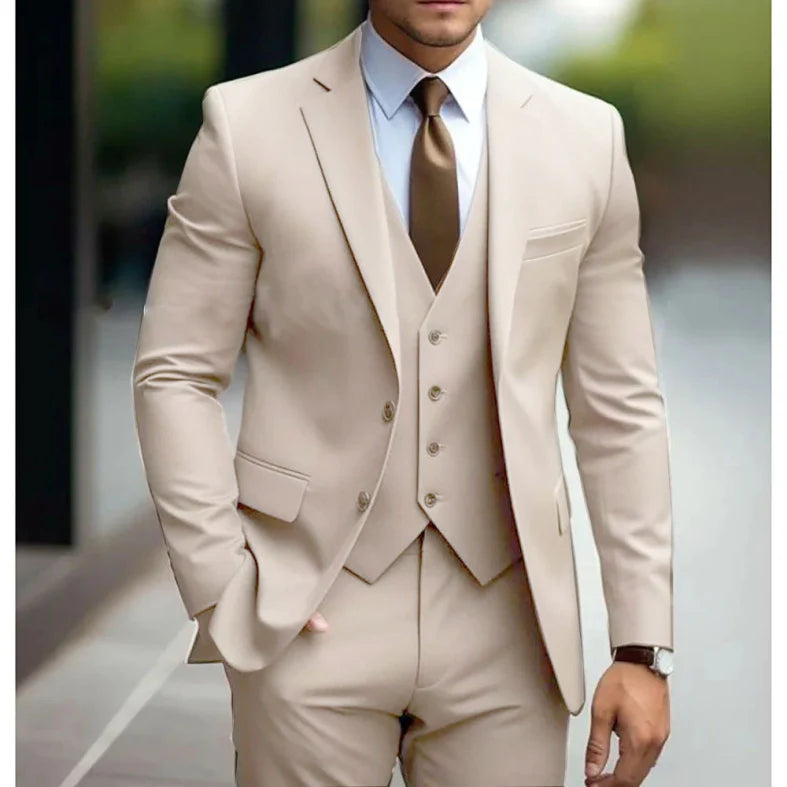 Men’s Suit Waistcoat And Trousers | Three Piece Slim Fit Formal Set With Blazer