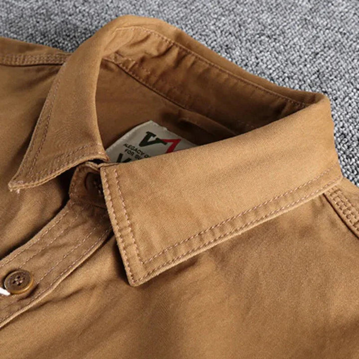 Men’s Trucker Jacket | Utility Work Shirt With Button Up And Chest Pockets