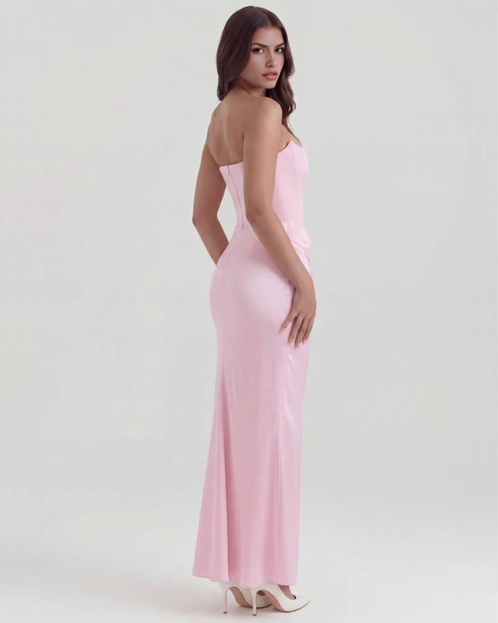 Nancy | Pink Strapless Corset Maxi Dress