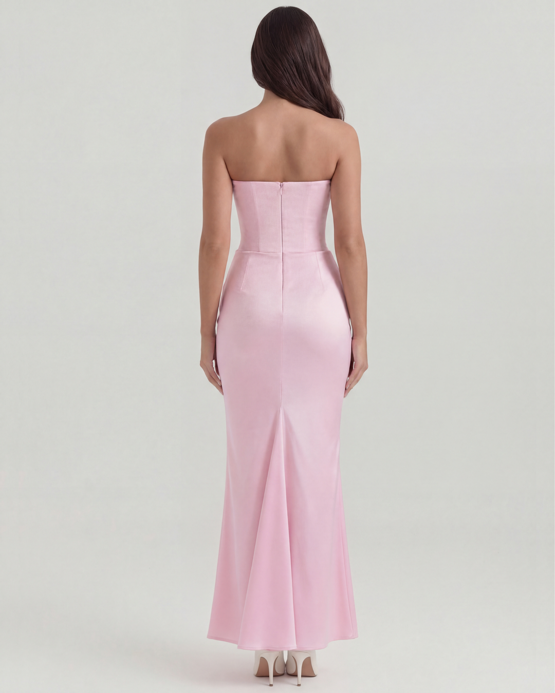 Nancy | Pink Strapless Corset Maxi Dress
