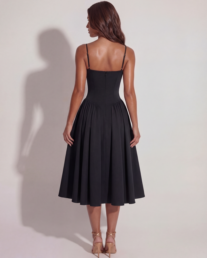 Opal | Black Bustier Midi Dress Women&
