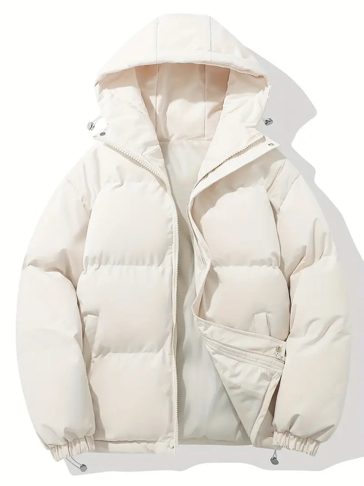 Padded Puffer Jacket | Hooded Zip Front for Cold Weather