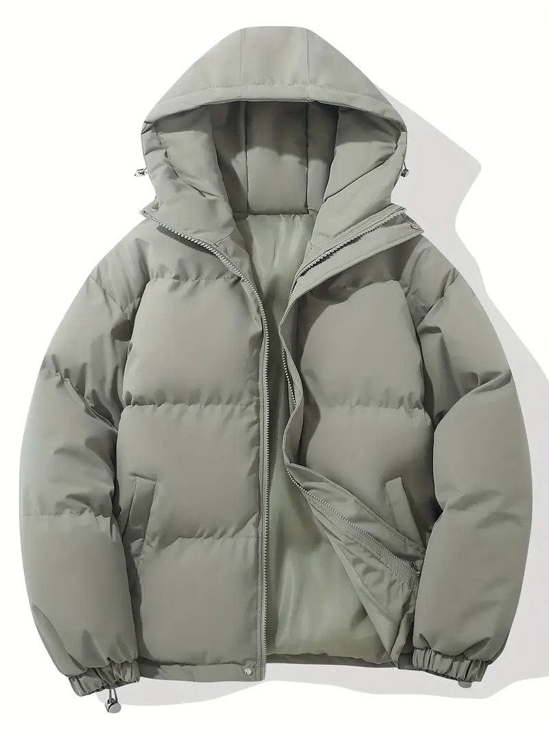 Padded Puffer Jacket | Hooded Zip Front for Cold Weather