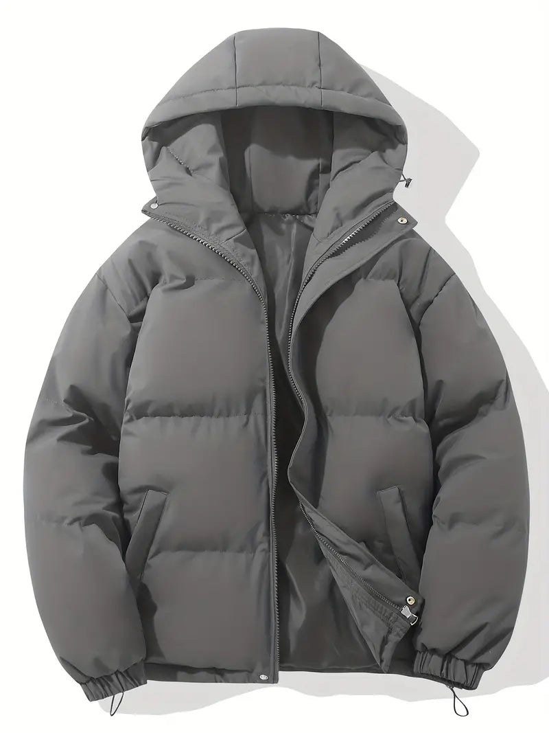 Padded Puffer Jacket | Hooded Zip Front for Cold Weather