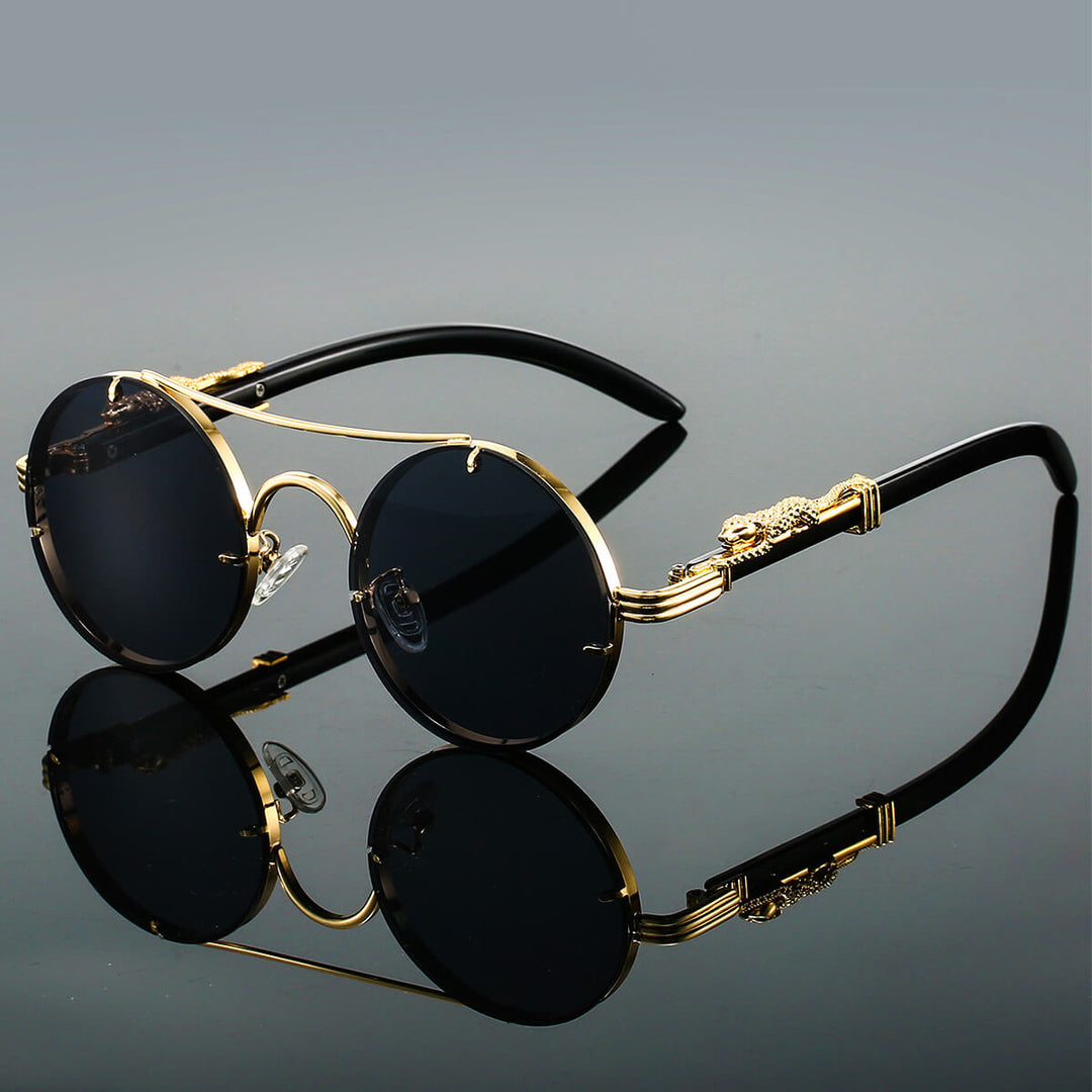 Riley | Round Luxury Wood Temple Sunglasses