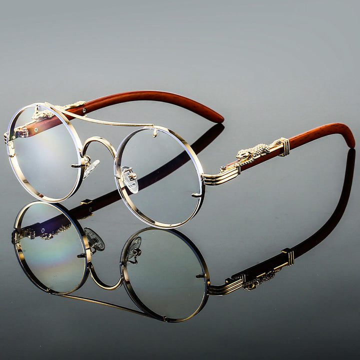 Riley | Round Luxury Wood Temple Sunglasses