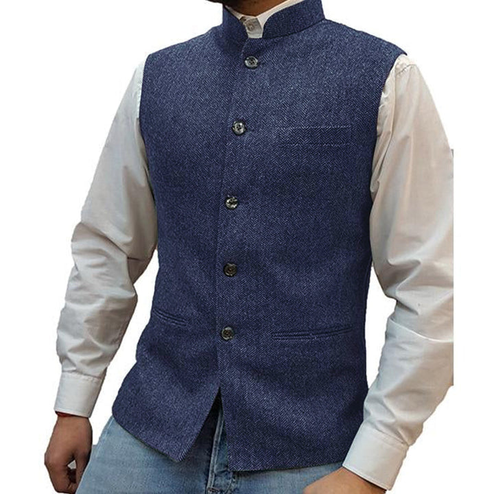 Stand Collar Vest | Button Front Classic Style