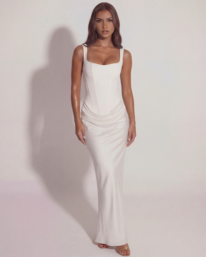 Tamara | White Corset Maxi Dress