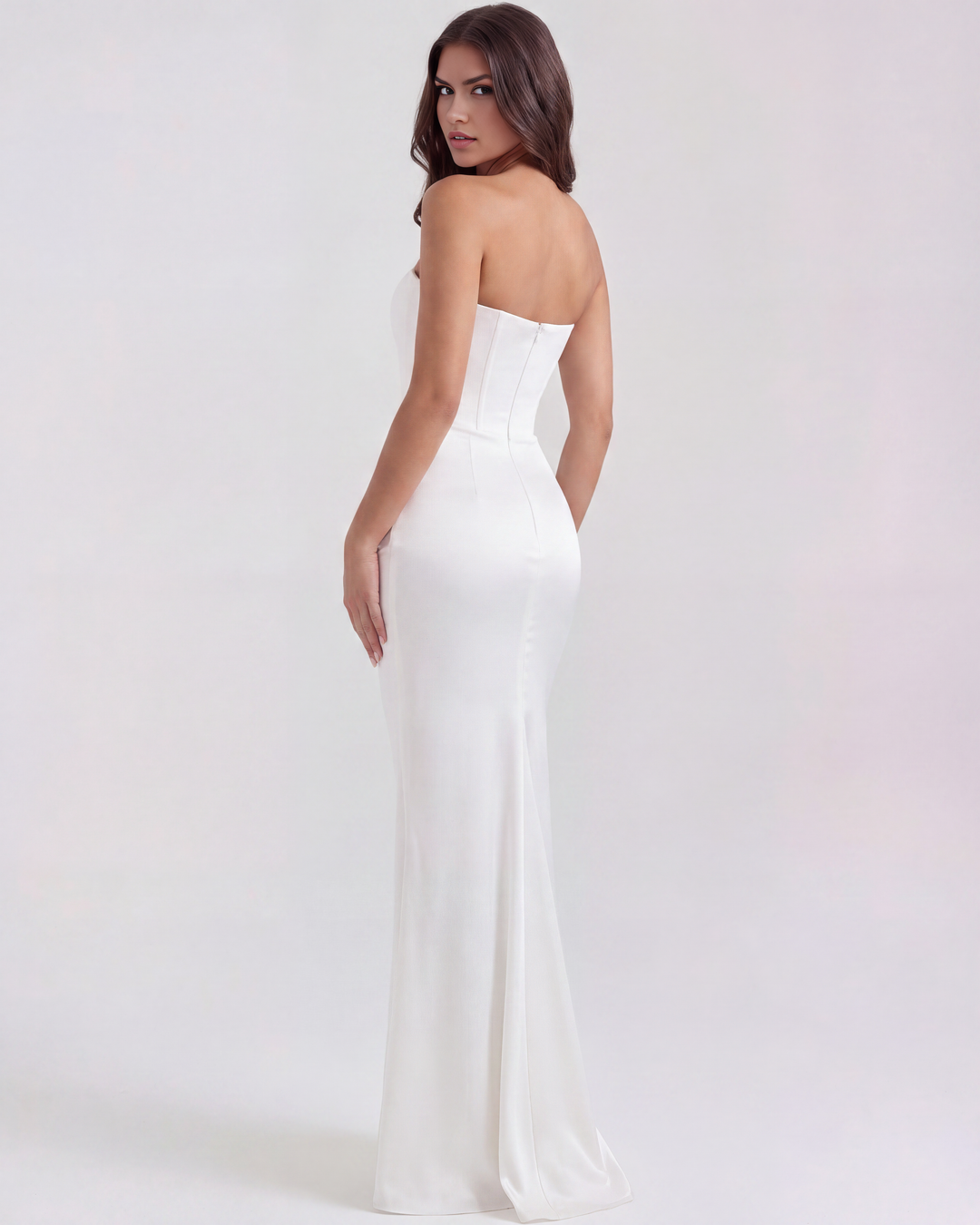 Tessa | White Strapless Corset Wedding Maxi Dress