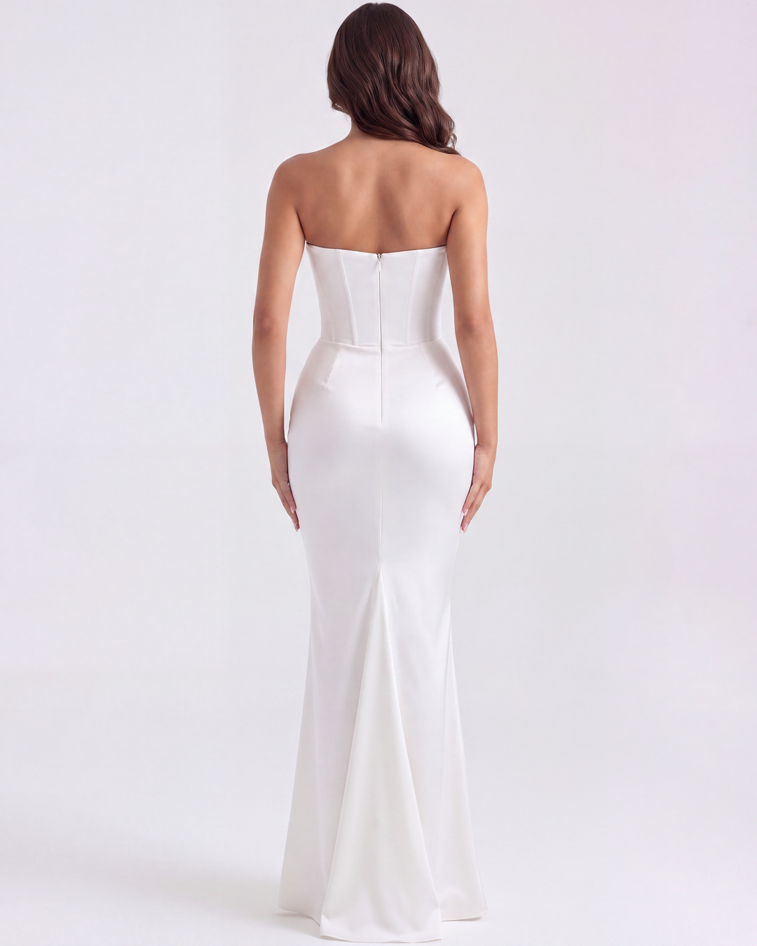Tessa | White Strapless Corset Wedding Maxi Dress