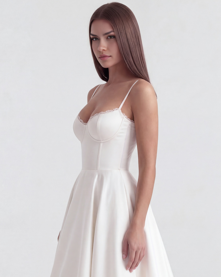 Tessa | White Wedding Midi Dress