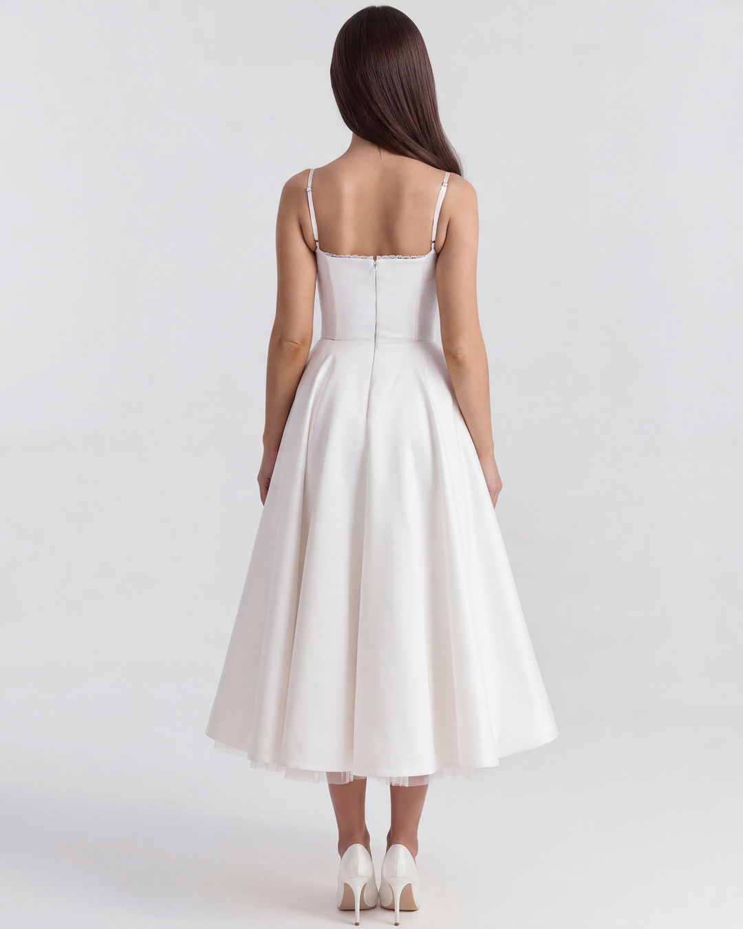 Tessa | White Wedding Midi Dress