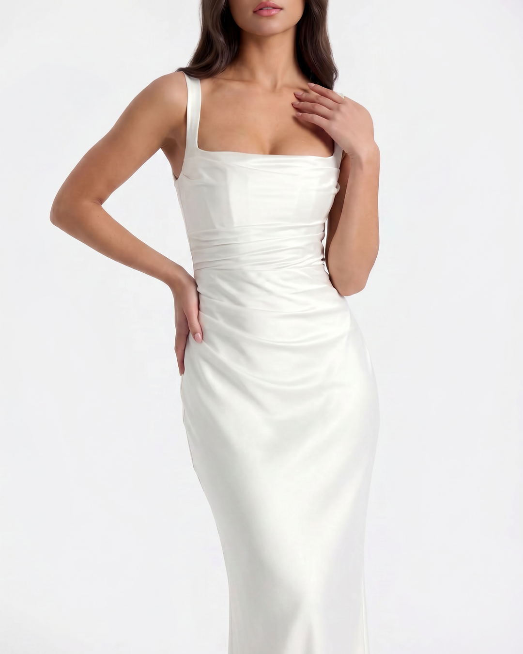 Vivian | White Satin Maxi Wedding Dress