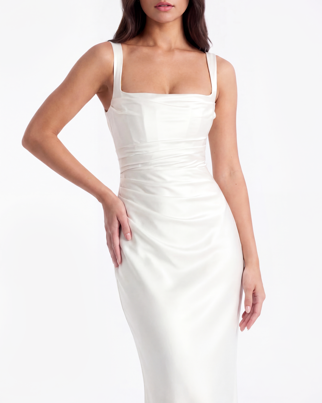 Vivian | White Satin Maxi Wedding Dress