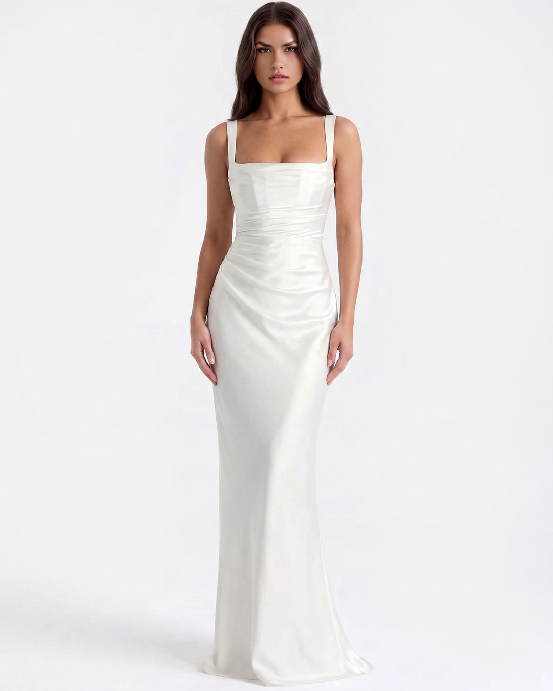 Vivian | White Satin Maxi Wedding Dress