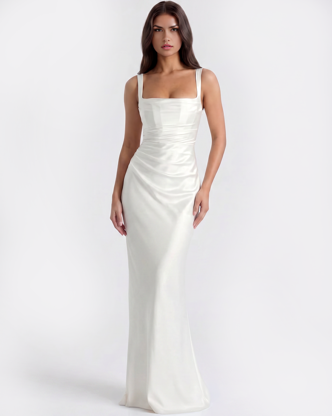 Vivian | White Satin Maxi Wedding Dress