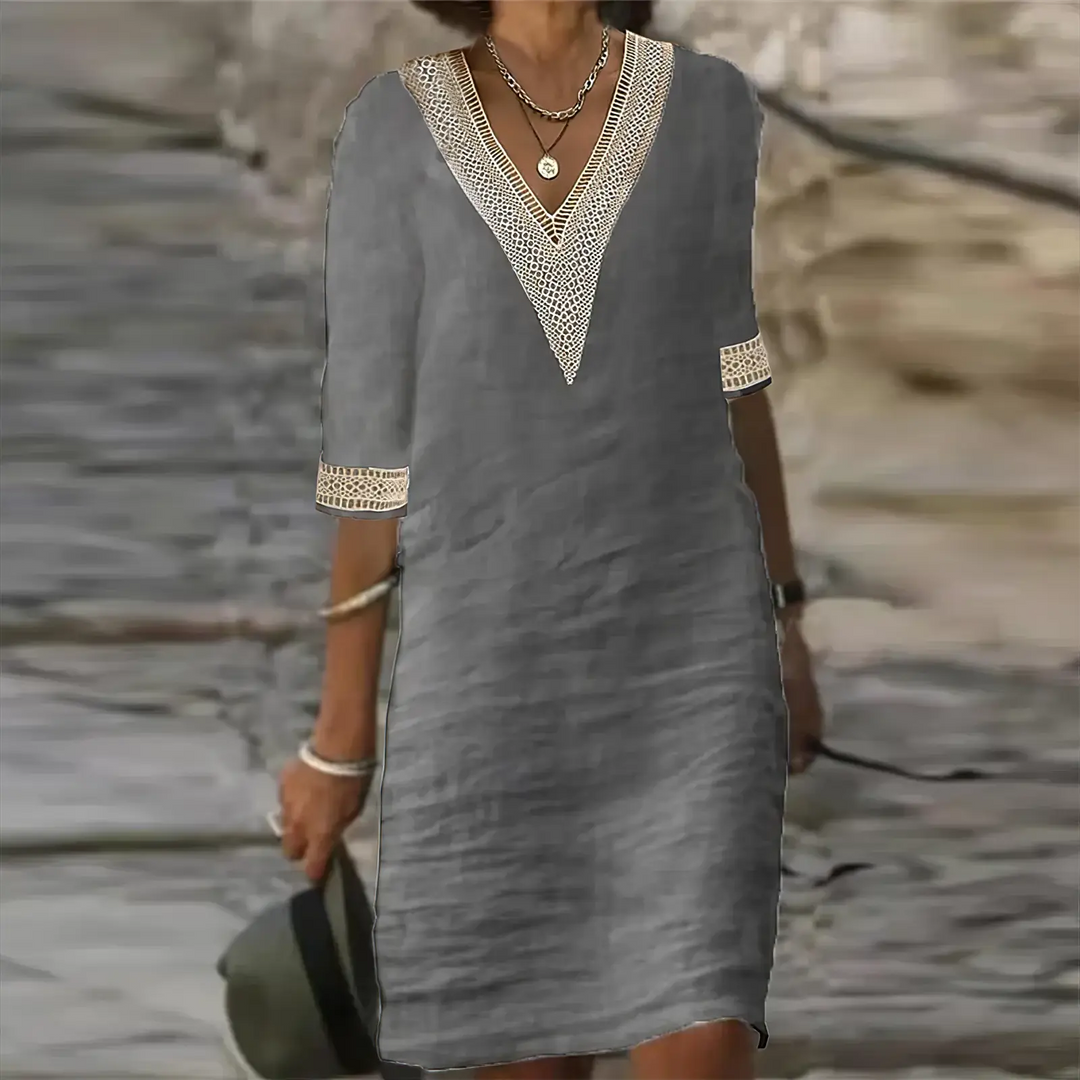 Willow | Womens White Dress Lace Detail Midi