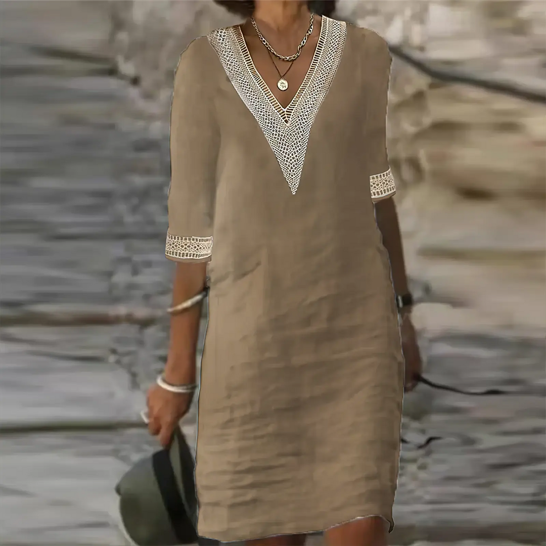 Willow | Womens White Dress Lace Detail Midi