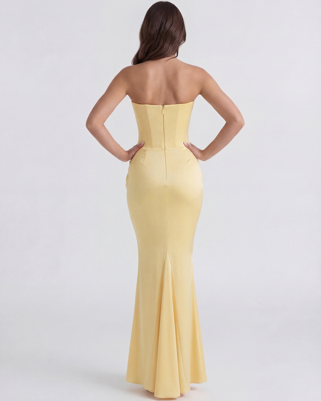 Willow | Yellow Strapless Corset Maxi Dress